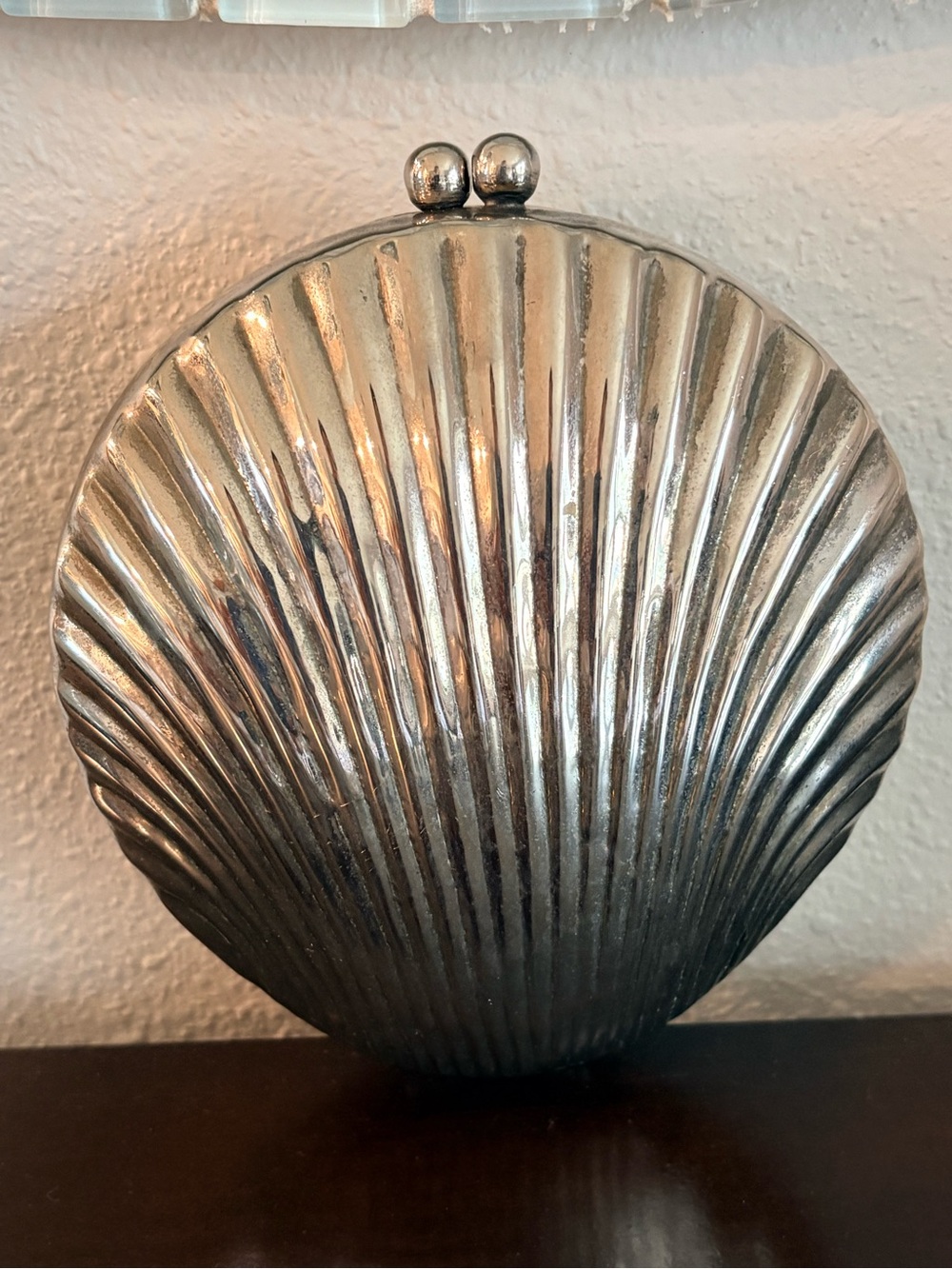 Purse Vintage Silver-Tone Shell Clutch Purse | Evening Bag Coastal Glam - Picture 13 of 16